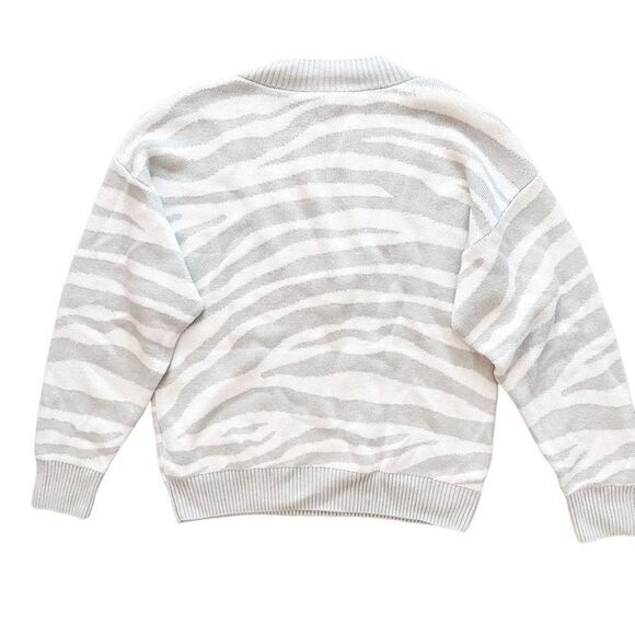 Varley Calvert Sweater Wool Blend V Neck Gray White Medium - Picture 4 of 9